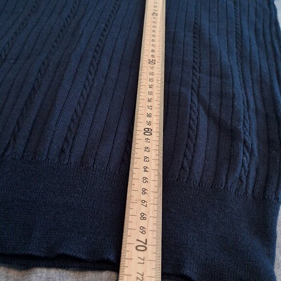 Vtg Valentino Marini Italy 100% merino wool navy cable knit mock neck sweater - Picture 6 of 8
